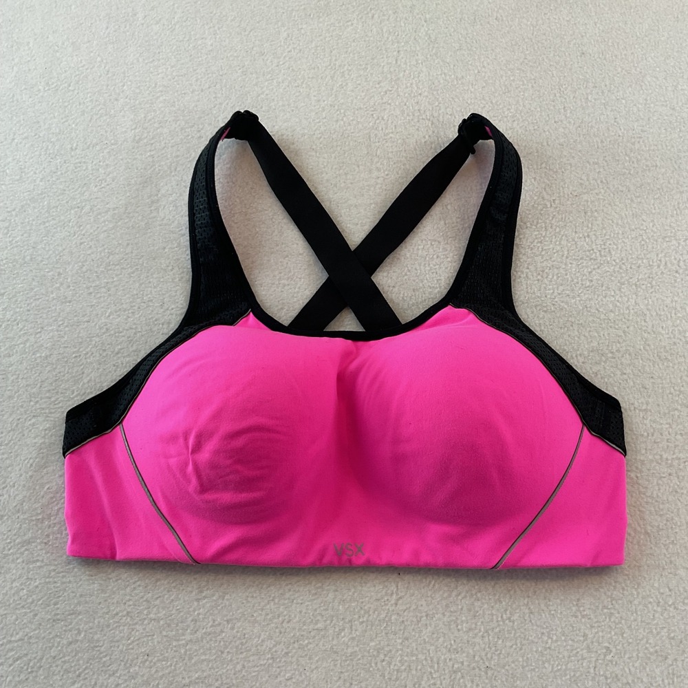Victoria's Secret VSX Sport Pink Black High Impact Sports Bra 36C 304925-HF3